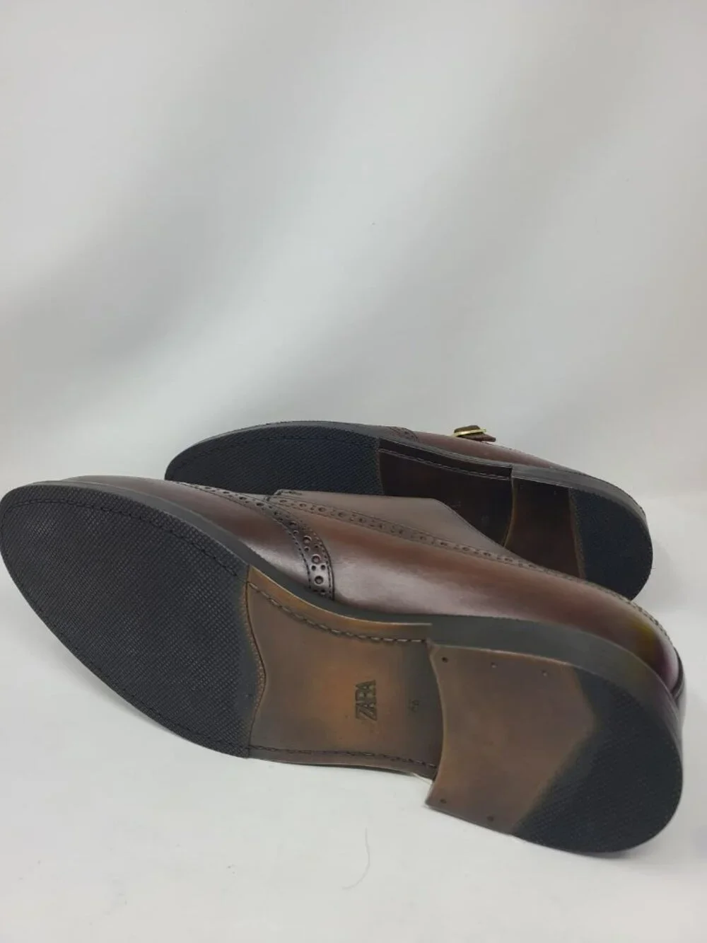 Zara Leather Double Monk Strap Shoes Size 8 2408/920
